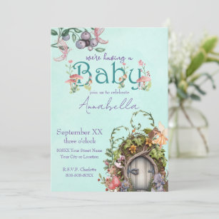 Enchanted Forest Fairy Garden Door Baby Shower Invitation