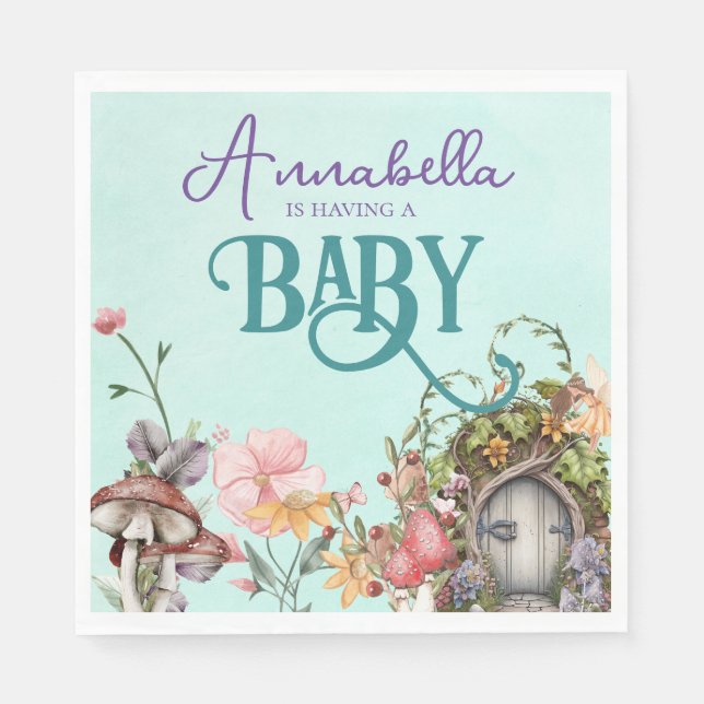 Enchanted Forest Fairy Garden Door Baby Shower Napkins (Front)