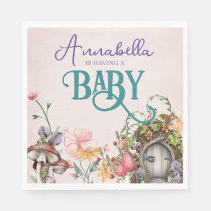 Enchanted Forest Fairy Garden Door on Pink Napkins