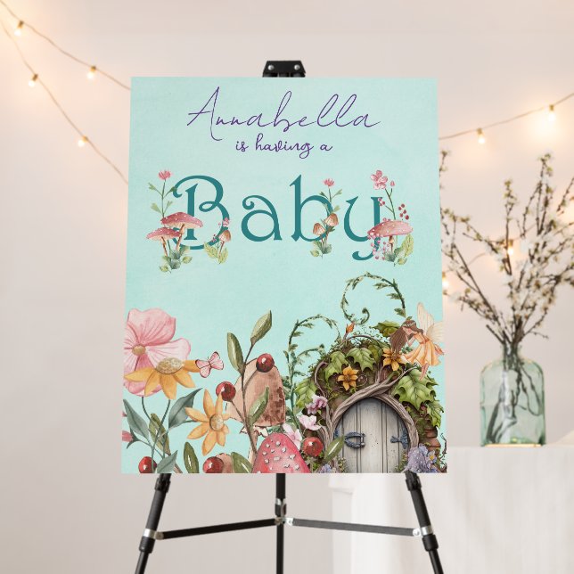 Enchanted Forest Fairy Garden House Baby Shower Foam Board (In Situ (Stand))