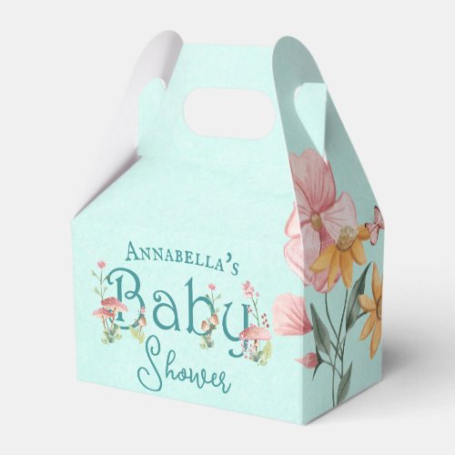 Enchanted Forest Fairy Garden Teal Baby Shower Favor Boxes