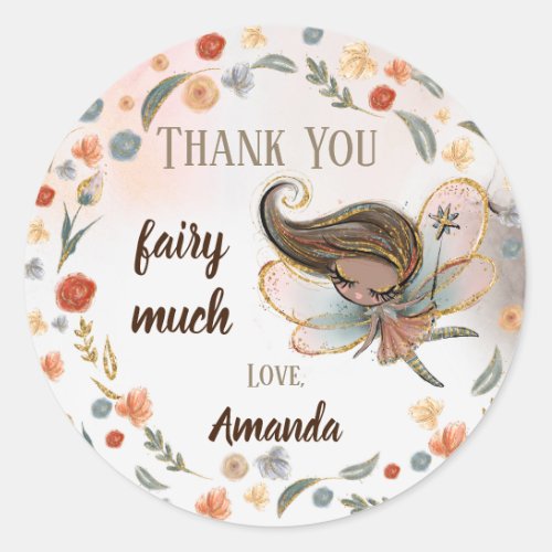 Enchanted Forest Fairy Girl Birthday Favor Gift Classic Round Sticker