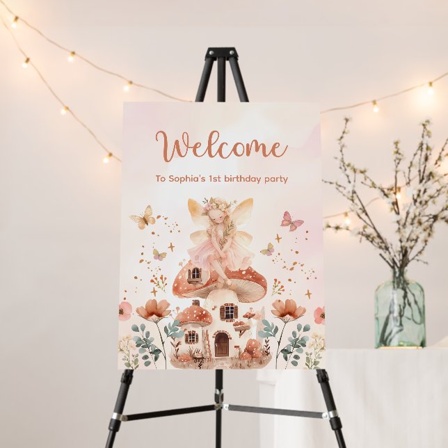 Enchanted Forest Fairy Girl Birthday Welcome sign (In Situ (Stand))
