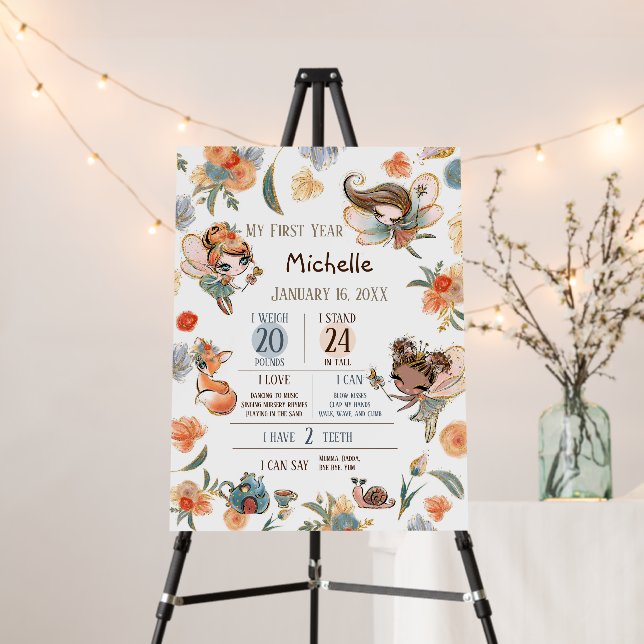 Enchanted Forest Fairy Girls Birthday Milestone Foam Board (In Situ (Stand))