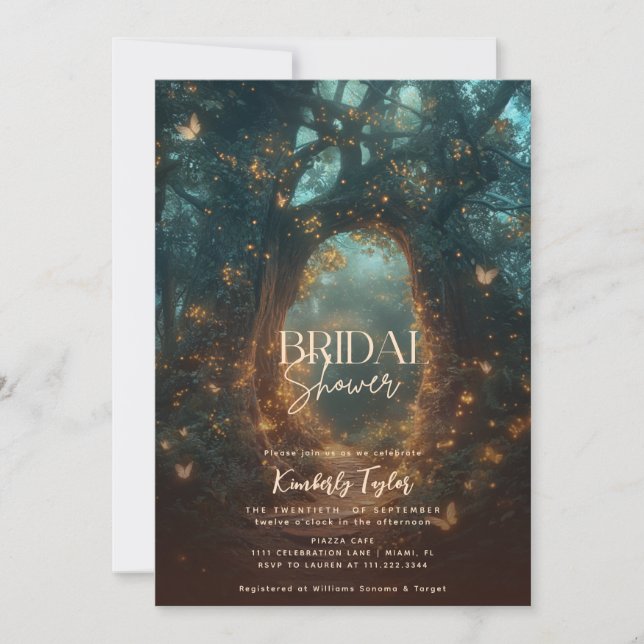 Enchanted Forest Fairy Lights Bridal Shower Invitation (Front)