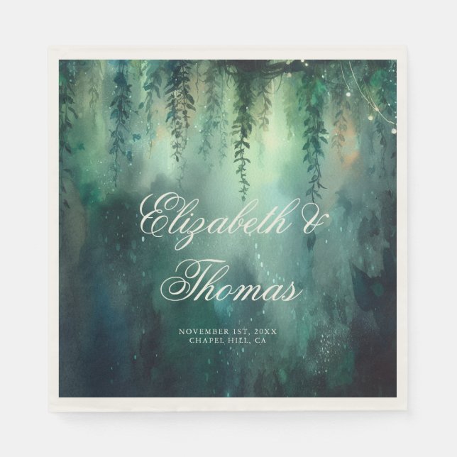 Enchanted Forest Fairy Lights Garden Chic Wedding Napkins (Front)