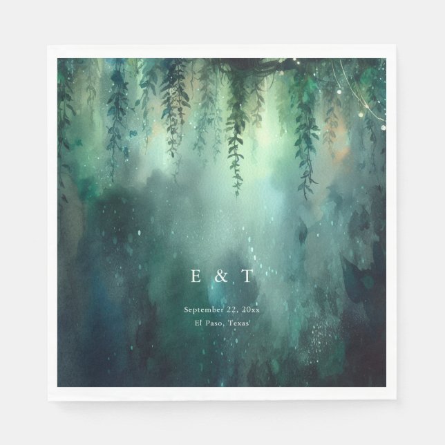 Enchanted Forest Fairy Lights Garden Chic Wedding Napkins (Front)