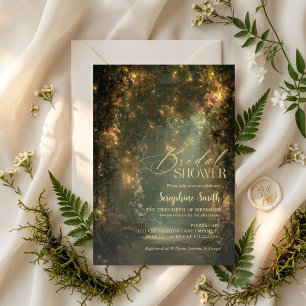 Enchanted Forest Fairy Lights Purple Bridal Shower Invitation
