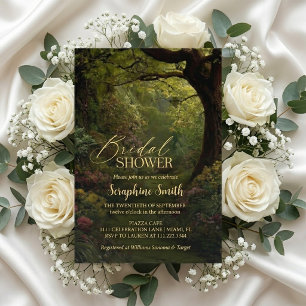 Enchanted Forest Fairy Lights Purple Bridal Shower Invitation