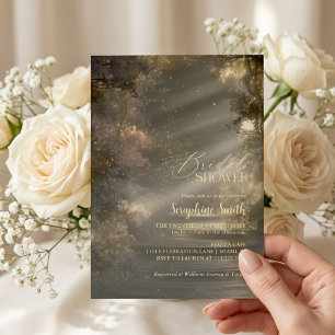 Enchanted Forest Fairy Lights Purple Bridal Shower Invitation