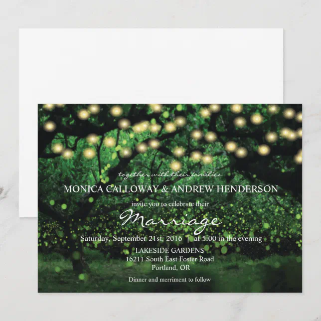 Enchanted Forest Fairy Lights Wedding Invitation | Zazzle