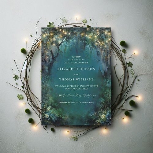 Enchanted Forest Fairy Lights Woodland Wedding Save The Date