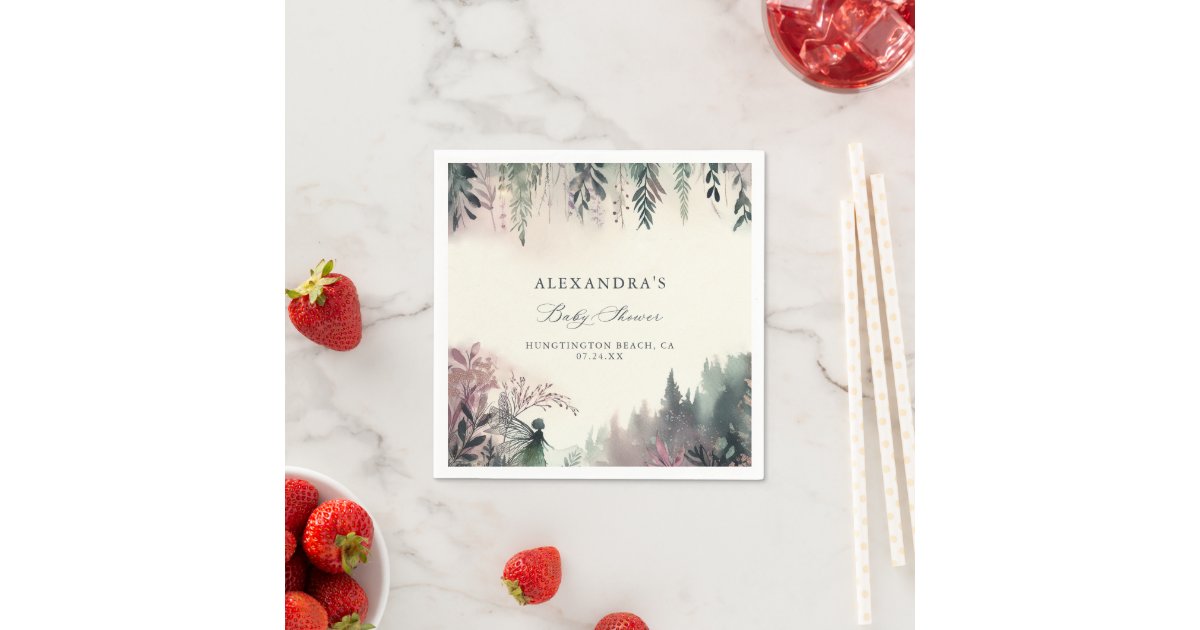 Enchanted Forest Fairy Mountains Baby Shower Napkins | Zazzle
