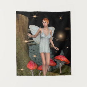 Enchanted Forest Fairy Mushroom Fantasy Art Tapestry