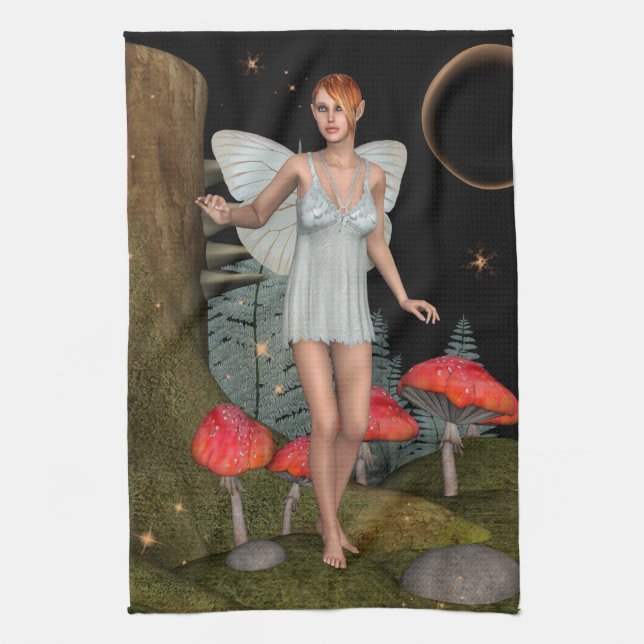 Enchanted Forest Fairy Mushroom Fantasy Art Towel (Vertical)