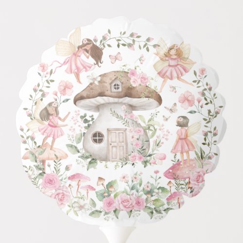 Enchanted Forest Fairy Pink Floral Garden Party Balloon