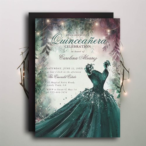 Enchanted Forest Fairy Princess Mauve Qinceanera Invitation