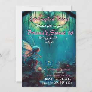 Enchanted Forest Fairy Sweet 16 Invitation