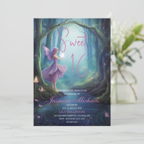 Enchanted Forest Fairy Sweet 16 Invitations