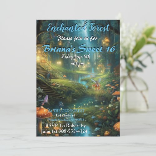 Enchanted Forest Fairy Sweet 16 Invitations