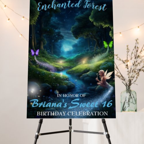 Enchanted Forest Fairy Sweet 16 Welcome Sign