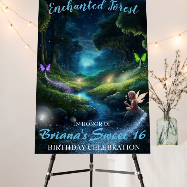 Enchanted Forest Fairy Sweet 16 Welcome Sign (In Situ (Stand))