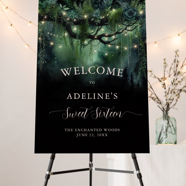 Enchanted Forest Fairy Tale Woods Sweet 16 Welcome Foam Board (In Situ (Stand))