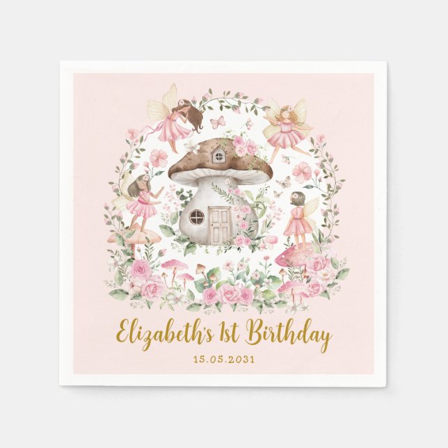 Enchanted Forest Fairy Tea Party Girls Birthday Napkins (Front)
