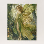 Enchanted Forest Fairy With Wings Jigsaw Puzzle<br><div class="desc">An enchanted forest fairy with wings,  in green and gold hues. A magical fairy and forest core style for adults and kids.</div>
