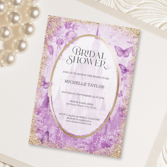 Enchanted Forest Fairytale Castle Floral Bridal Invitation (Enchanted Forest Fairytale Castle Floral Bridal Invitation)