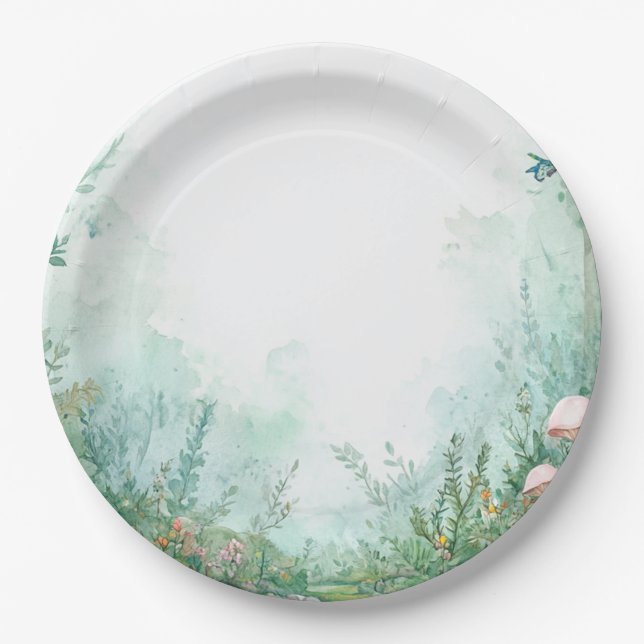 Enchanted Forest Fairytale Forest Baby Shower Paper Plates (Front)