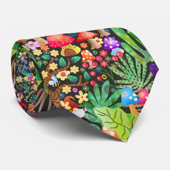 Enchanted Forest Fairytale Garden Rustic Scene Neck Tie (Rolled)