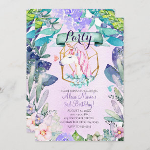 Enchanted Forest Fantasy Magical Unicorn Party Invitation