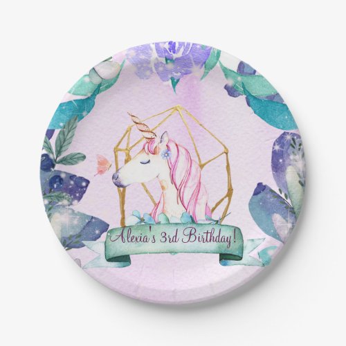 Enchanted Forest Fantasy Magical Unicorn Party Paper Plates