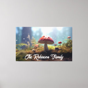 Enchanted Forest Floor: Mushrooms & Ferns Canvas Print