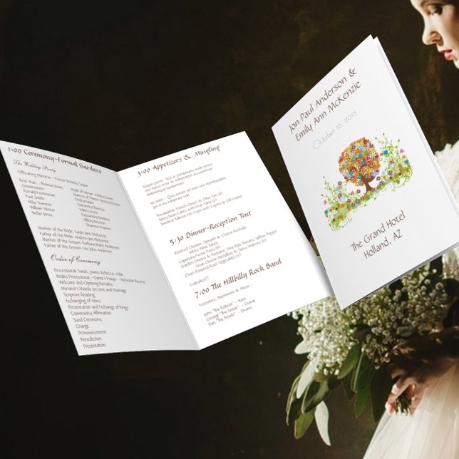Enchanted Forest Flower Tree Wedding Program (Creator Uploaded)