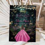 Enchanted Forest Fuchsia Pink Dress XV Quinceañera Invitation<br><div class="desc">Personalize this enchanting Quinceañera / Sweet 16 birthday invitation easily and quickly. Simply click the Edit Using Design Tools button to further edit the text, change font styles and font colors. Featuring a girl dressed in a fuchsia pink dress and an enchanted forest background. The butterflies, quince girl and crown...</div>