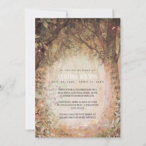 Enchanted Forest Funeral Celebration of Life Photo Invitation