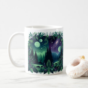 Enchanted Forest Galaxy Mug: Mystical Nature Meets Coffee Mug