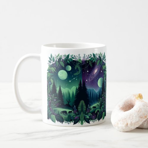 Enchanted Forest Galaxy Mug Mystical Nature Meets Coffee Mug