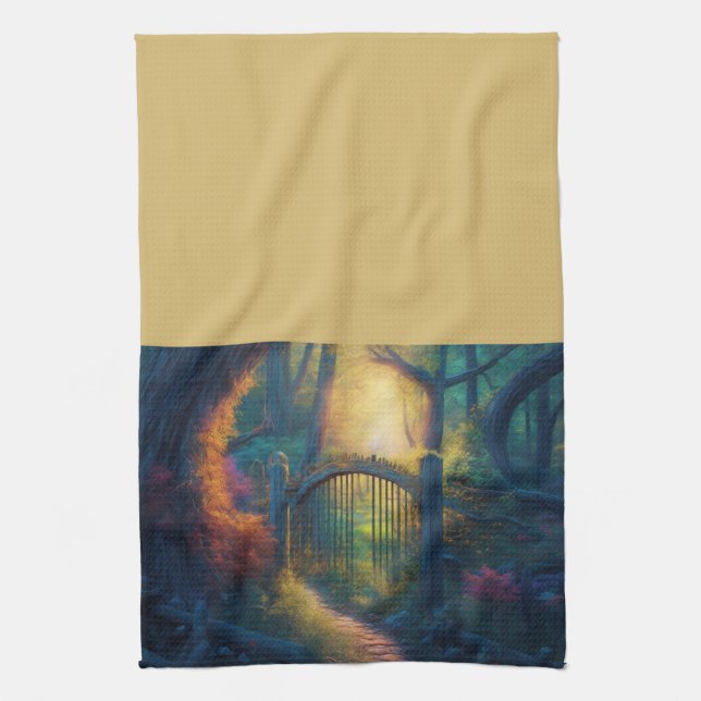 Enchanted Forest Garden |  Digital Art Kitchen Towel (Vertical)