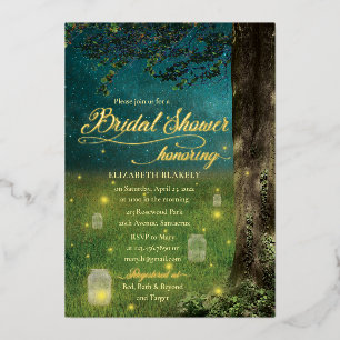 Enchanted Forest Garden Rustic Bridal Shower GOLD Foil Invitation