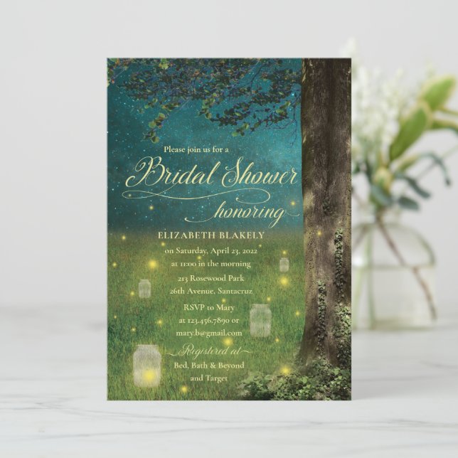 Enchanted Forest Garden Rustic Bridal Shower Invitation (Standing Front)