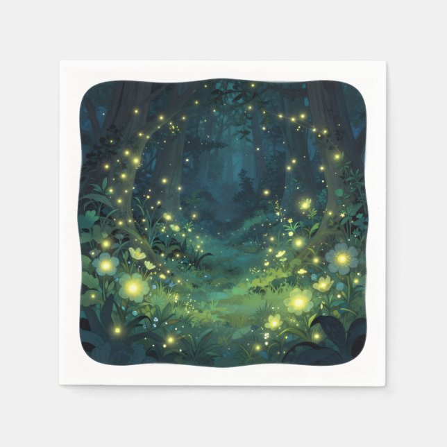 Enchanted Forest Glow Magical Night Napkins (Front)