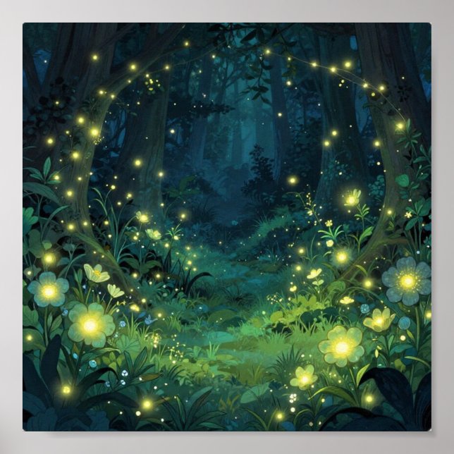 Enchanted Forest Glow Magical Night Poster (Front)