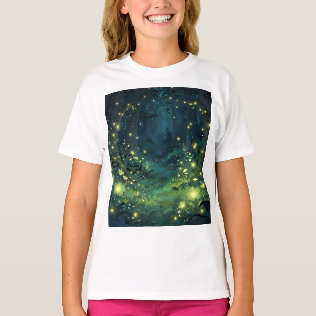 Enchanted Forest Glow Magical Night T-Shirt (Front)