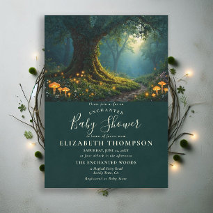 Enchanted Forest Glow Mushroom Fantasy Baby Shower Invitation