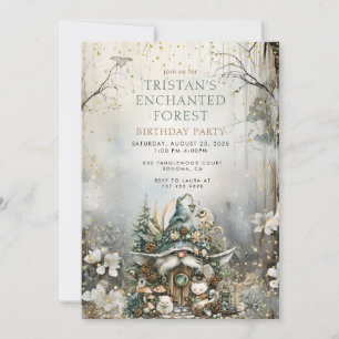 Enchanted Forest Gnome Kid's Birthday Party Invitation