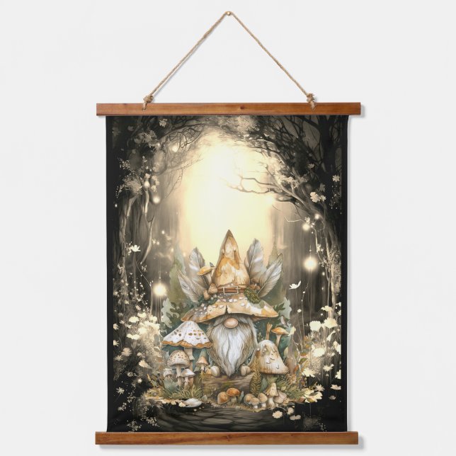 Enchanted Forest Gnome Mushrooms Hanging Tapestry (Front)