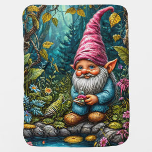 ✨ Enchanted Forest Gnome Scene Woodland Pond 🍄 Baby Blanket